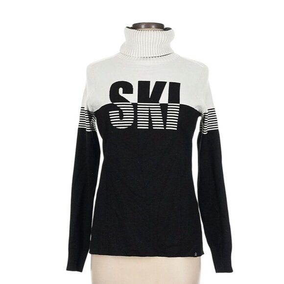Krimson Klover Slopeside Turtleneck SKI Sweater W's M Black White Apres - Picture 6 of 16